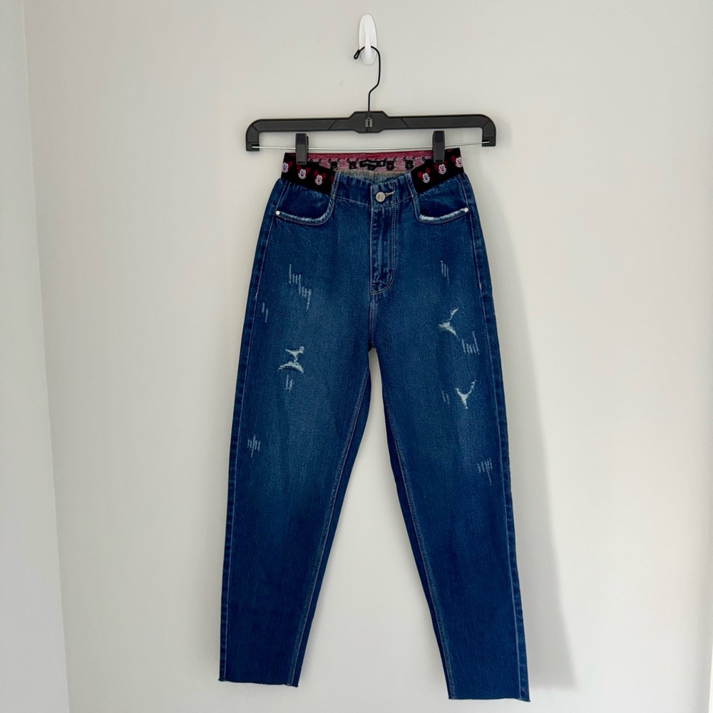 Disney Mickey Mouse Elastic Waistband High Rise Custom Jeans